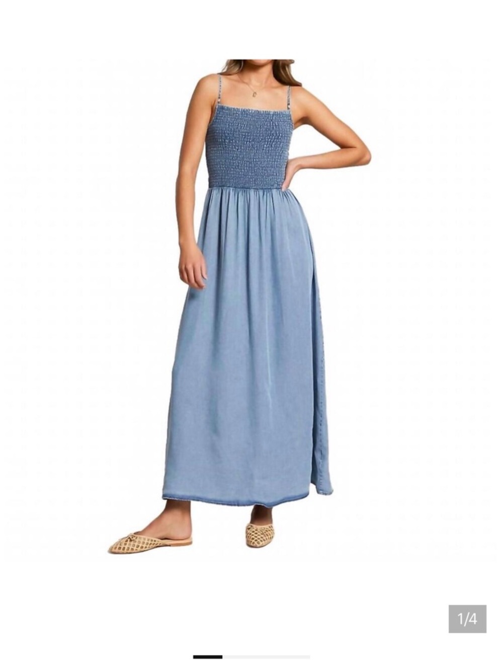 Z Supply Blue Smocked Bodice Maxi Dress
